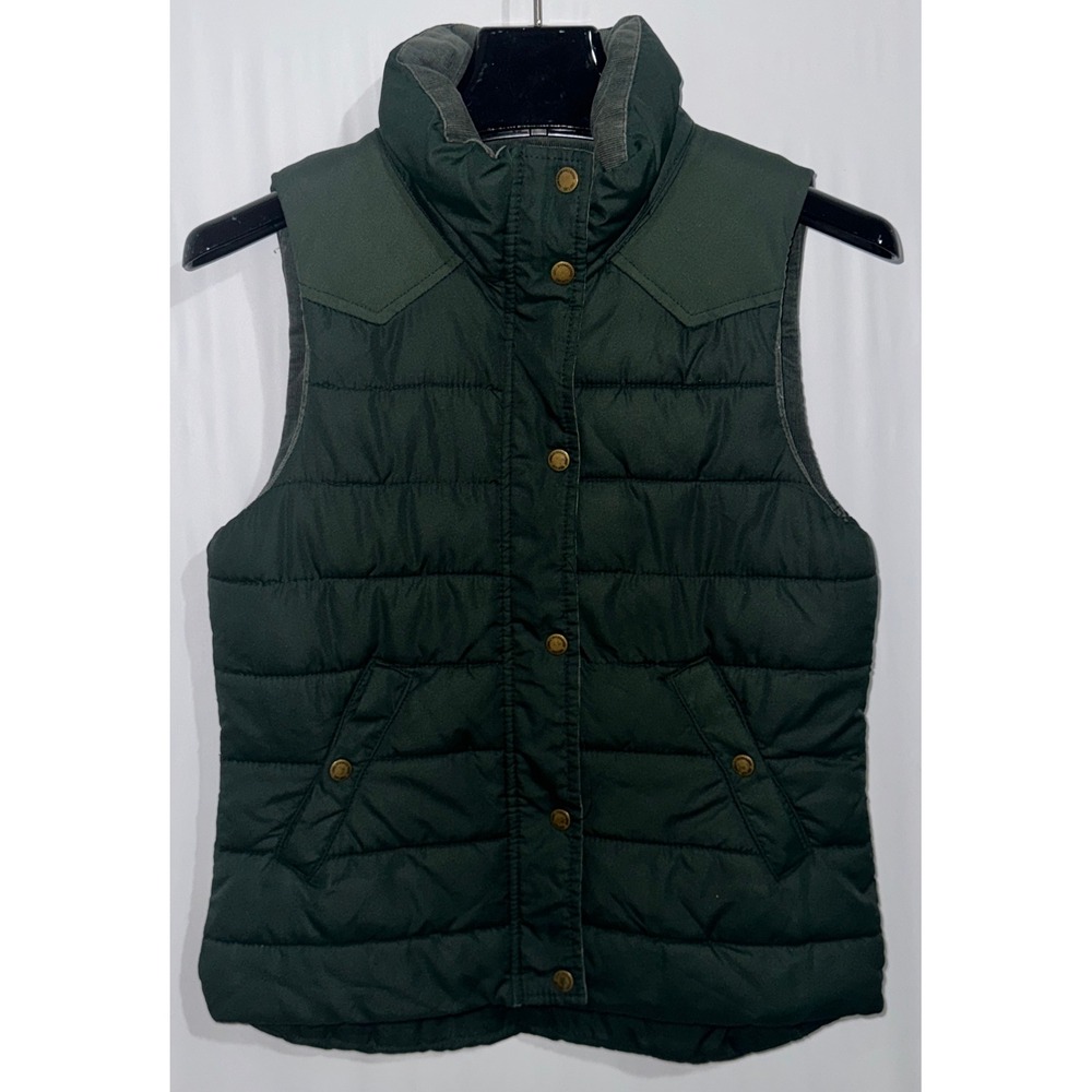 HM LOGG Womens Forest Green Puffer Vest Plaid Lining Western Yoke Size 6